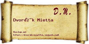 Dvorák Mietta névjegykártya